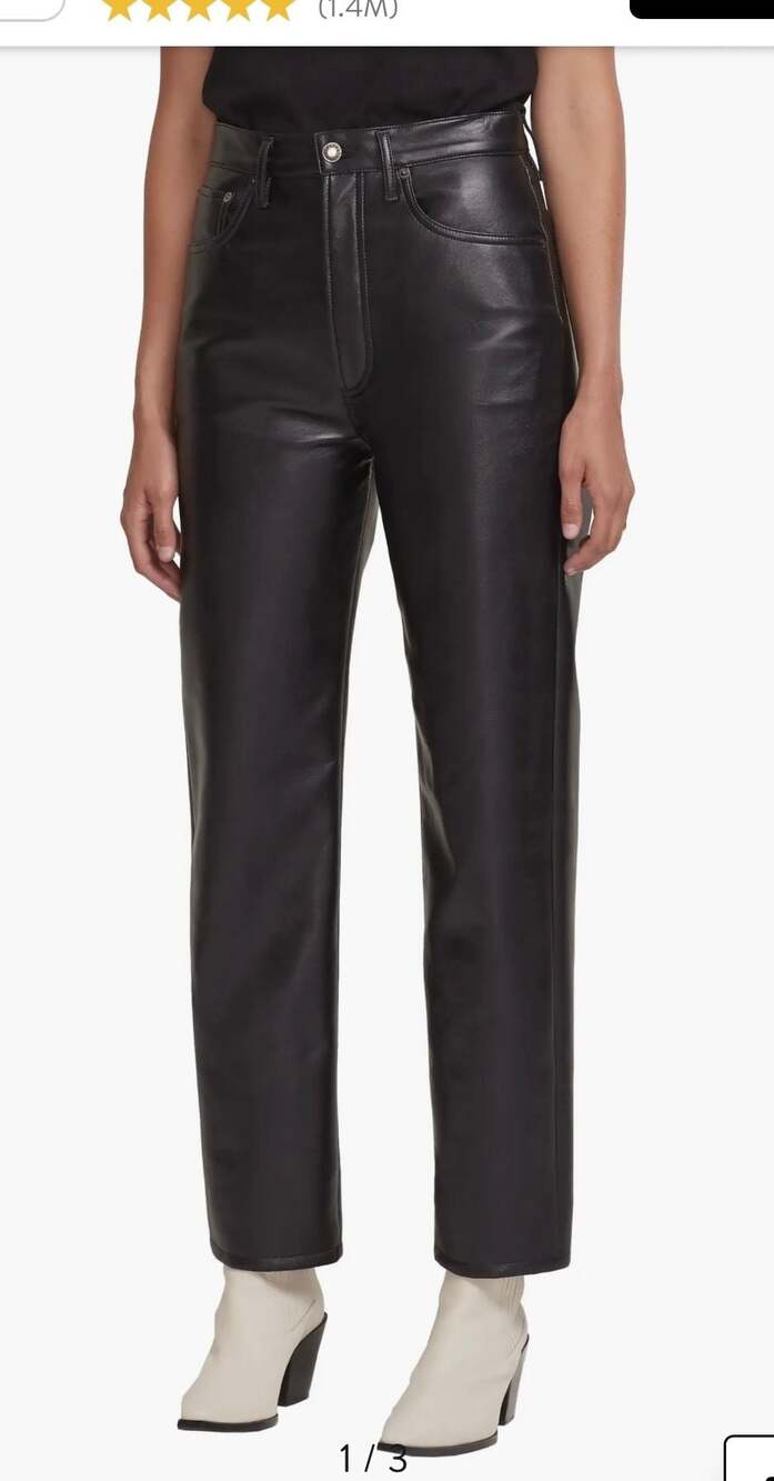 AGOLDE 90's Pinch Waist Recycled Leather Pants Size 30 in Detox Black